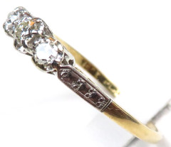 Antique Art Deco 1920’s PPLS 3 Diamond Engagement Ring Size 8.25 UK-Q EGL USA