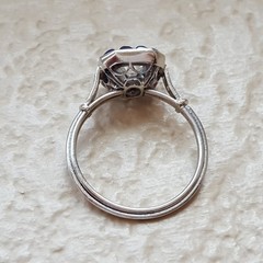 Vintage Art Deco Lab Created Diamond & Sapphire Halo Target 925 Silver Ring