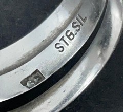 VINTAGE LATVIAN ETHNIC 925 STERLING SILVER 7 DAY BRIDE’S RING SZ N 1/2