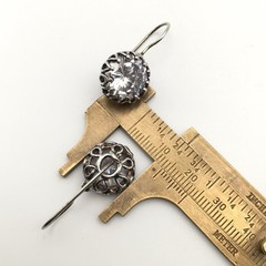 Vintage Sterling Silver Fancy Bezel 14mm CZ Dangle Earrings Marked 925 9g #68