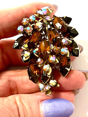 Vintage Art Glass Multicolored Brooch