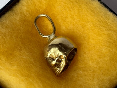 Antique Victorian 14k Solid Gold Diamonds Eyes Memento Mori Skull Pendant 2 gr.