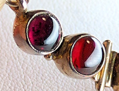 Vintage Sterling Silver Purple Rhodolite Grape Garnet Cabochon Necklace 18″ Bali