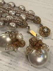 Vintage MIRIAM HASKELL Faux Baroque +Seed Pearl Multi Strand Necklace Signed WOW