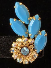 Juliana DE VTG Turquoise Marquise Pendant Necklace Clip Earrings Set READ Detail