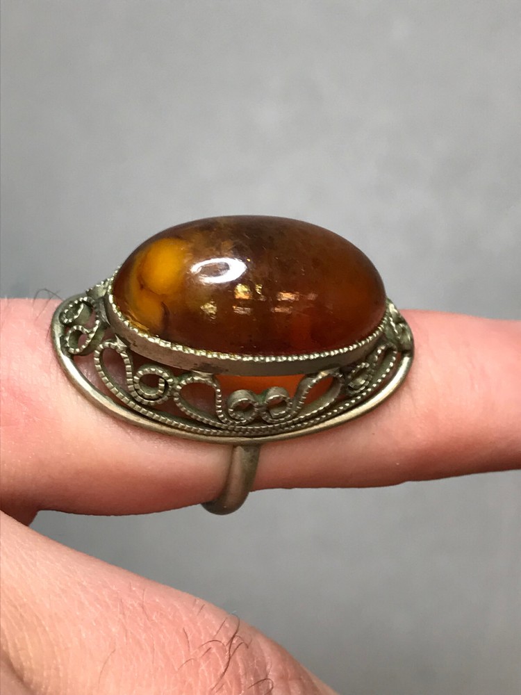 Natural OLD Antique BUTTERSCOTCH Baltic Amber Stone Ring 4,9 gr