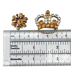 Vintage Crown Brooch Starburst Scatter Pin Gold Tone Rhinestones 2pc Prong-Set