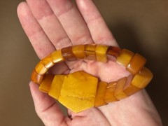 VINTAGE NATURAL BALTIC AMBER BRACELET & EARRINGS ART DECO