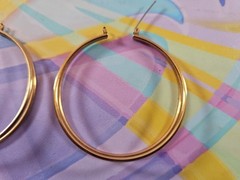 Gold Tone Large Hoop Earrings, 45mm Diameter Vintage