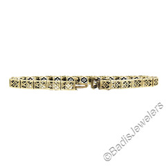 Antique Art Deco Rare Yellow Gold 7″ 5.2mm Open Filigree Work Line Bracelet