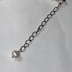 Necklace Choker Rose Quartz Cultured 7mm Pearl Sterling Italian Unused Faceted
