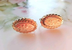 Vtg 1/20 12KT GF Victorian Design Floral Etched Screwback Earrings—11-25