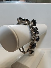 Juliana D & E Layered Jet Black Silvertone 5 Link Bracelet 6.50 BOOK Ref 1062
