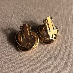 Gold Tone Knot Minimalist Earrings Clip Back