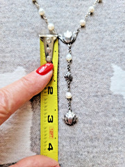VTG JANICE GIRARDI JGD-LOTUS PEARL Y-Necklace/Rosary Style/Mala .925 Sterling