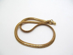 Vintage Gold Tone Thick Twist Foxtail 5.80mm Chain Necklace 15.5 Inch