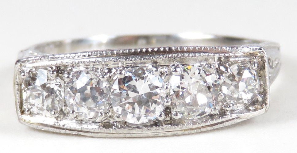 Antique Art Deco Diamond Engagement Ring Platinum Size 7 UK-N1/2 EGL USA 1.05CT