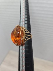 Vintage Soviet 14k Gold Baltic Russian amber ring Ussr Tested Size 7