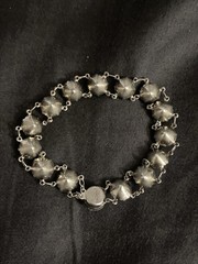 Antique Art Deco Sterling Silver 925 Paste Diamond Bracelet 7.2”Earrings Set 30s