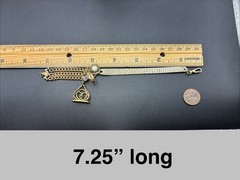 Custom Vintage Gold Filled Pocket Watch Chain & Mesh Bracelet w Charms & Regalia