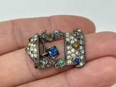 Vintage Art Deco 20s 40s Pot Metal Wishing Well Rhinestone Pin Brooch Figural
