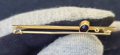 Antique Victorian 15K Yellow Gold Deep Purple Amethyst Crimp Set Brooch Pendant