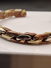 Sergio Lub Viking Braid Mixed Metal Cuff Bracelet Copper Brass Silver Tone