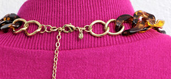 PREMIER DESIGN women necklace acrylic and metal links brown leopard 40” long