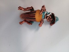 Vtg Charles F. Worth Copper & Bakelite Brooch Bongo Enamel Pin Native Drummer