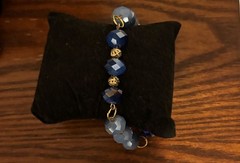 Blue Glass Beaded Necklace, Bracelet 3.5 inches across, Pendant Tree of life