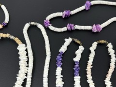 Vintage Y2K 90s Puka Shell Heishi Necklace Bracelet Lot 10 Surfer Hawaiian Beach