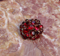 Vintage Signed EISENBERG Red Rhinestone Tiered Dome Brooch Pin 1940s 1950s MCM