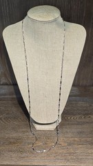 Vintage 40″ Bar Link Long Necklace Rhodium Plated