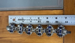 VTG Victorian Revival Selro Selini Blue Marbled Lucite Pot Metal Bracelet