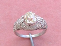 ANTIQUE ART DECO 1.52ct YELLOW EURO DIAMOND PLATINUM ENGAGEMENT RING 1930 sz 6.5