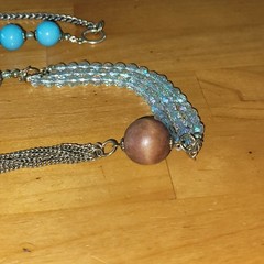 Vintage Turquoise Blue Mixed Media Bead Chain Necklace 48in 82g Boho