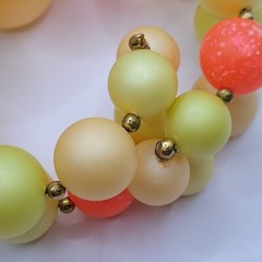 Eclectic Color 3 Piece Beaded Necklace Clip On Earrings Bracelet Vintage Set