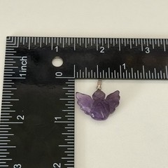 Genuine Amethyst Carved Guardian Angel Lucky Charm Pendant