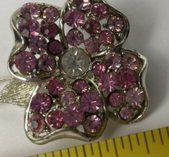 CORO Pink Rhinestone Flower Pin Silver Tone Nature Garden Trees Floral Read Desc