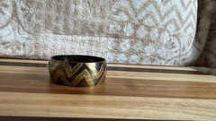 Vintage Mixed Metal Brass and Darkened Copper Tone Chevron Bangle Bracelet