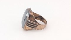 Vintage Sterling Silver Ring Hematite Stone Cracked Broken Size 11.25