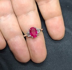 Vintage Platinum Engagement Ring 2.30ct. Natural Burma Oval Ruby AGL CERT
