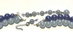 Vintage Necklace SIGNED JAPAN Blue Iridescent Beaded Bib Choker Peacock Beaded 9