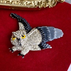 RARE Vintage Coro Style Trembler Owl Brooch Geissmann Brunialti Book Piece 30s