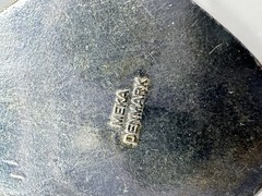 Vintage Meka Denmark Atomic Pendant Necklace Sterling Silver and Black Enamel