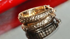 14k yellow gold earrings 0.68″ diamond cut hoop vintage handmade 1.15gr N2906