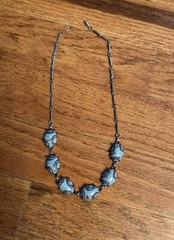 Vintage 60s 3 Piece Faux Turquoise Jewelry Necklace Set Bracelet Earrings ￼