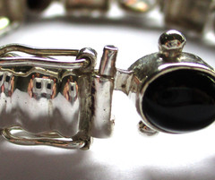 Vintage 950 Silver Black Onyx and White Cubic Zirconia ?? Bracelet 7 1/2″