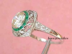 Art Deco Vintage 3.51CT Round Lab-Created Diamond Wedding Ring 14K White Gold FN