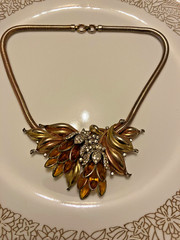 vintage early trifari necklace and bracelet set. as found. unsigned but pictured